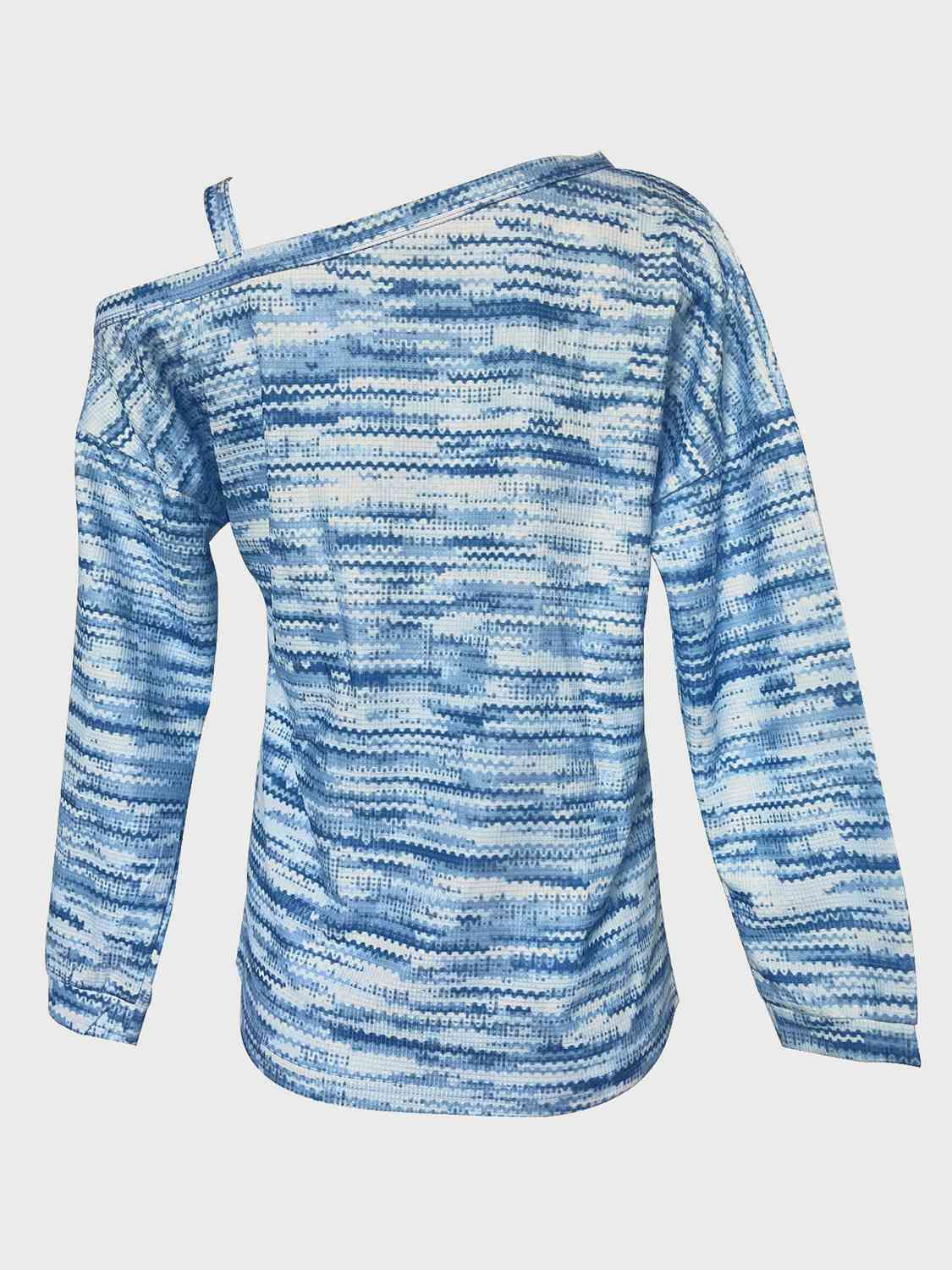 Heathered Asymmetrical Neck Long Sleeve Shirt