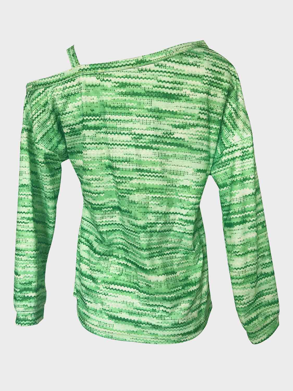 Heathered Asymmetrical Neck Long Sleeve Shirt