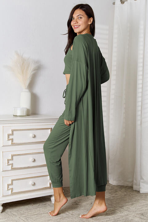 Tank, Joggers, and Cardigan Set with Pockets