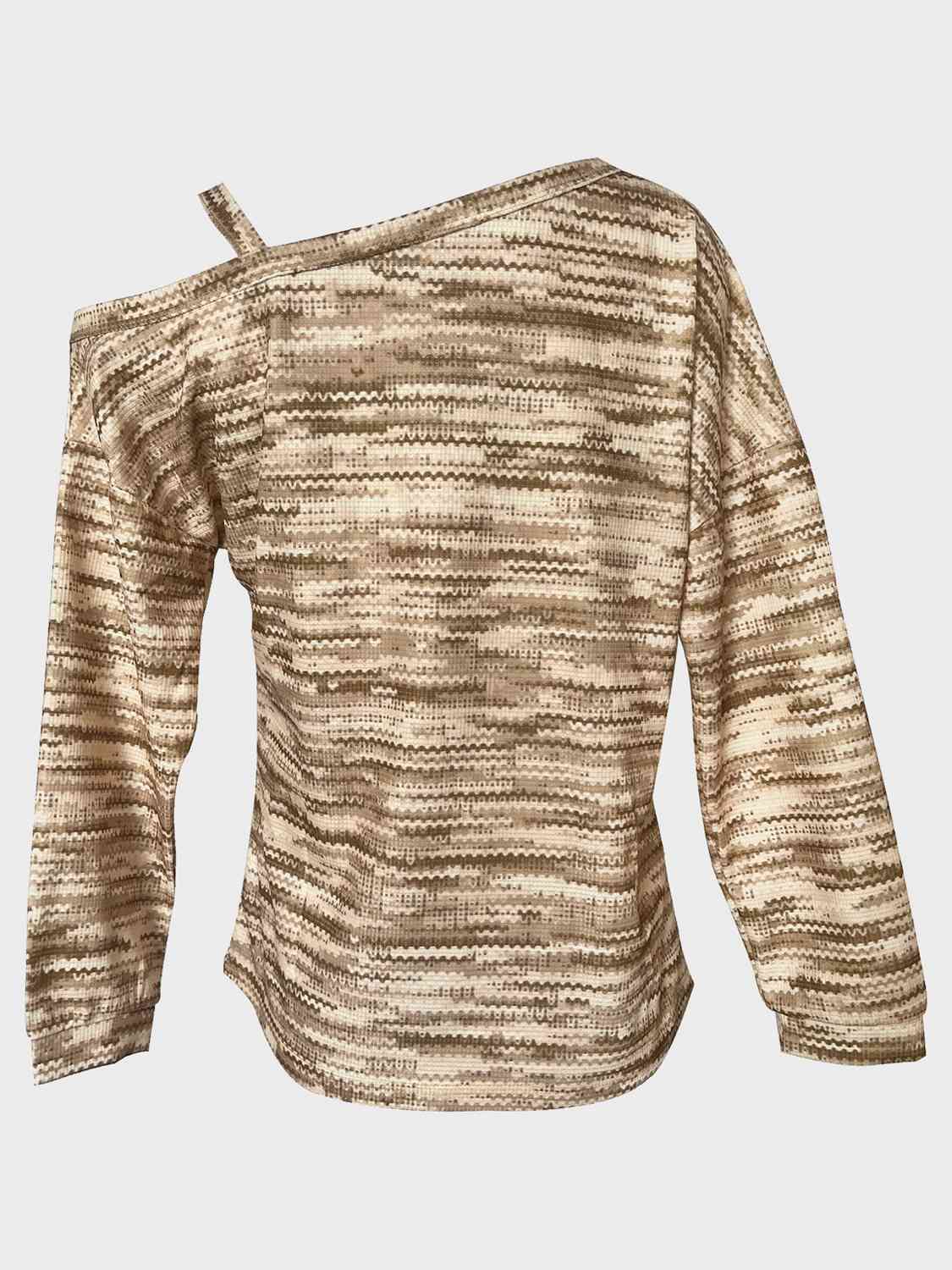 Heathered Asymmetrical Neck Long Sleeve Shirt