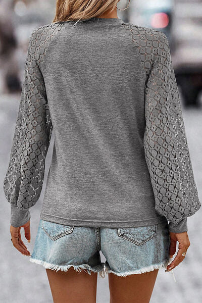 Lace Detail Lantern Sleeve Shirt