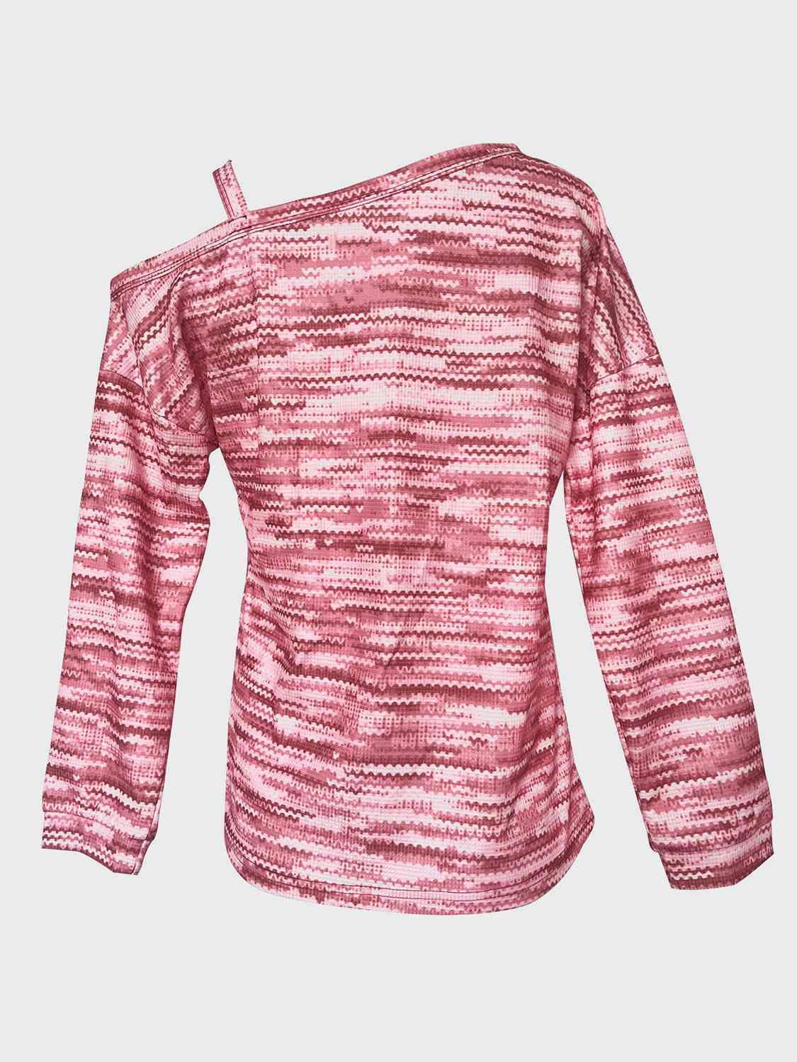 Heathered Asymmetrical Neck Long Sleeve Shirt